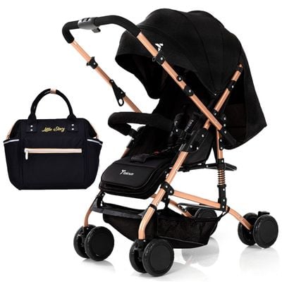 Teknum Reversible Trip Stroller w / Ace Diaper Bag - Black